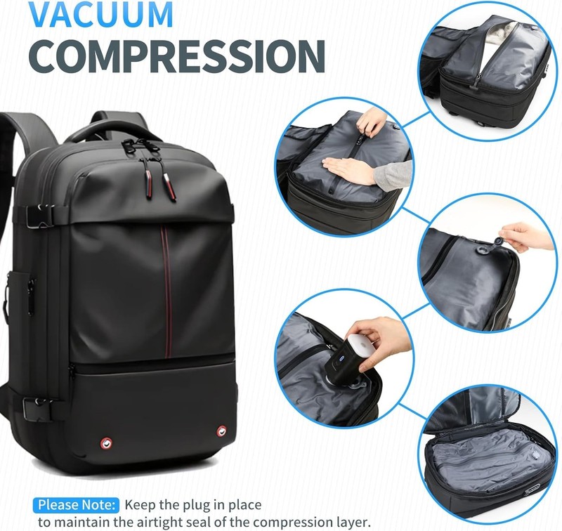 Water-Resistant 60L Vacuum Compression Backpack - Perfect for Travel & Hiking gallery