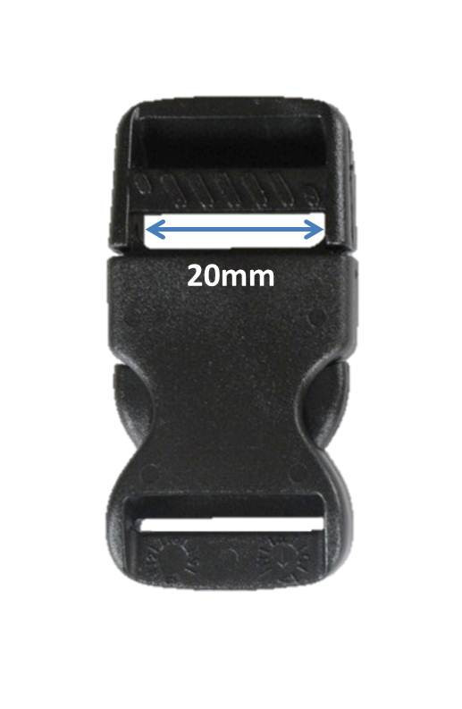 20mm Black Plastic Side Quick Release Buckle Clip – Belt Strap Backpack Bag RE