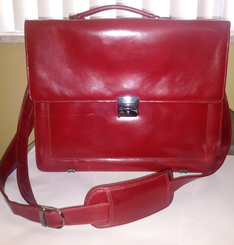 Scully Italian Leather Flapover Computer Briefcase 737A Mahogany * Beautiful*