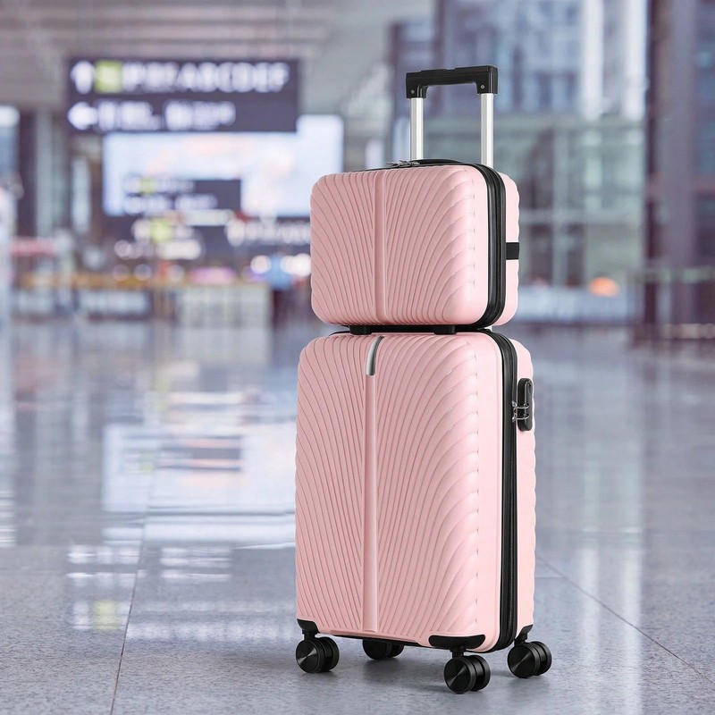 2 Piece Luggage Set 20 Inch Carry On Suitcase 14 Inch Cosmetic Case Spinner