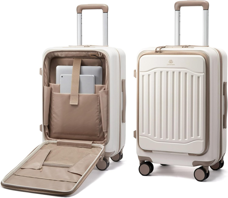 Expandable 22" Hard Shell Carry-On Luggage with USB Port & TSA Lock