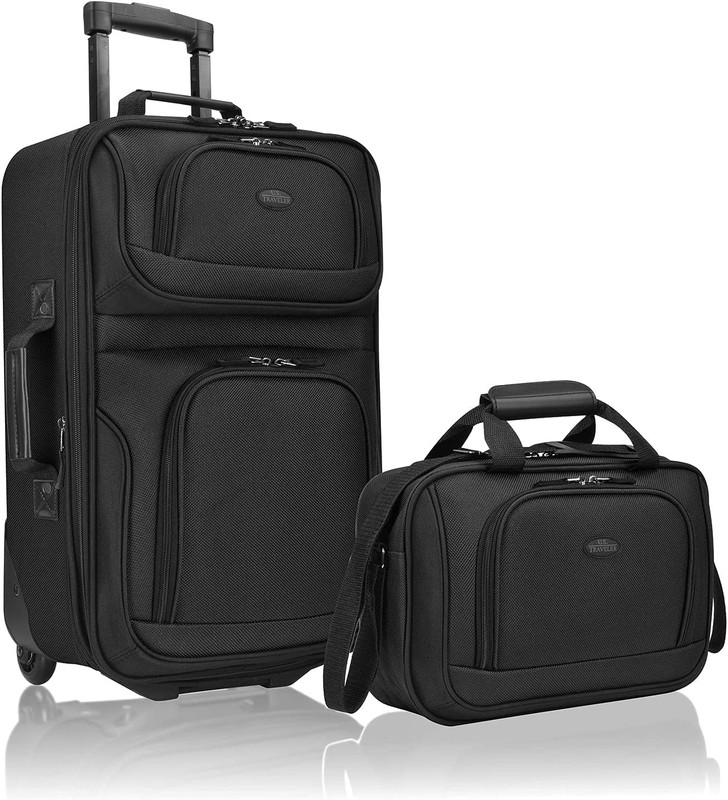 Rio Lightweight Softside Rolling Carry-On Suitcase, 2-Wheel Set, Black