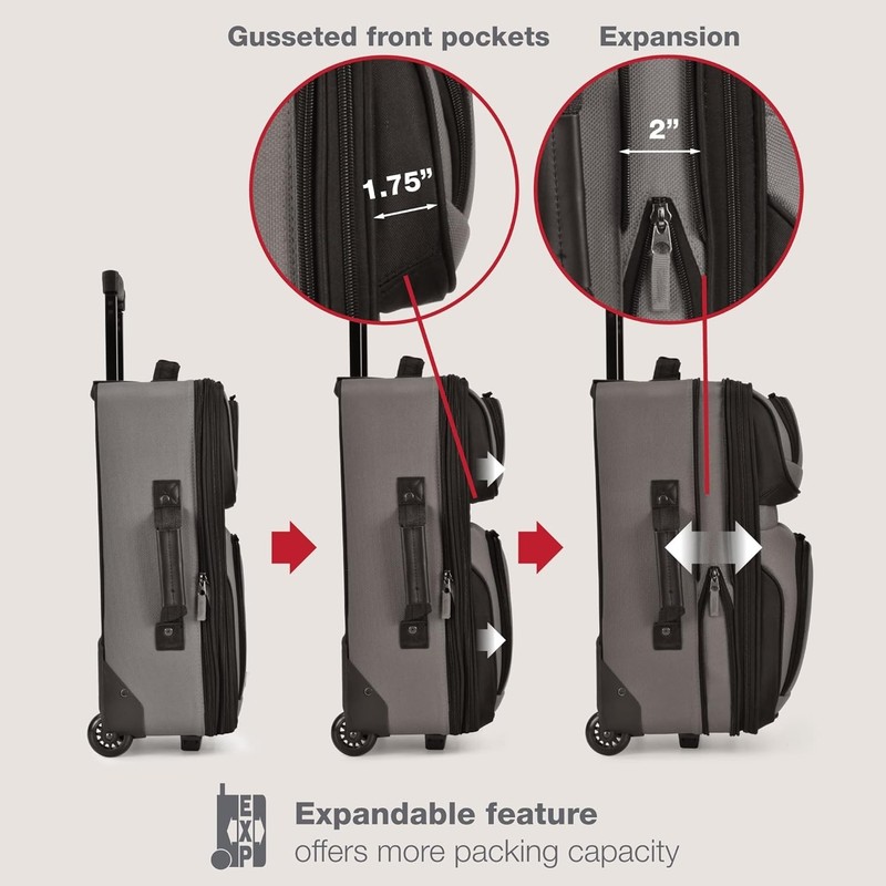 Lightweight Polyester Carry-on Suitcase 2-Wheel Water Resistant Grey gallery