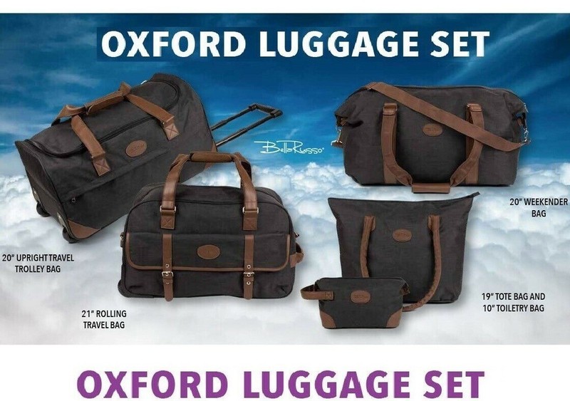 BELLA RUSSO 6 PIECE: 2 DUFFLE, 1 TROLLEY, 1 BAG AND 2 HAND BAGS .-ALL BRAND NEW