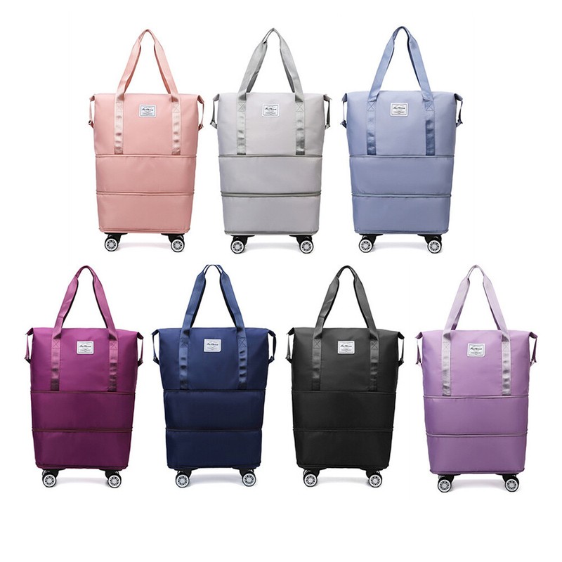 Expandable Rolling Duffle Bag Wheeled Luggage Foldable Lightweight Suitcase 24″