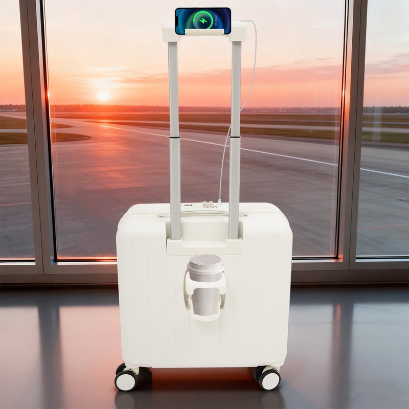 18" White Boarding Suitcase With Wheels Business People Travel Luggage Suitcase gallery