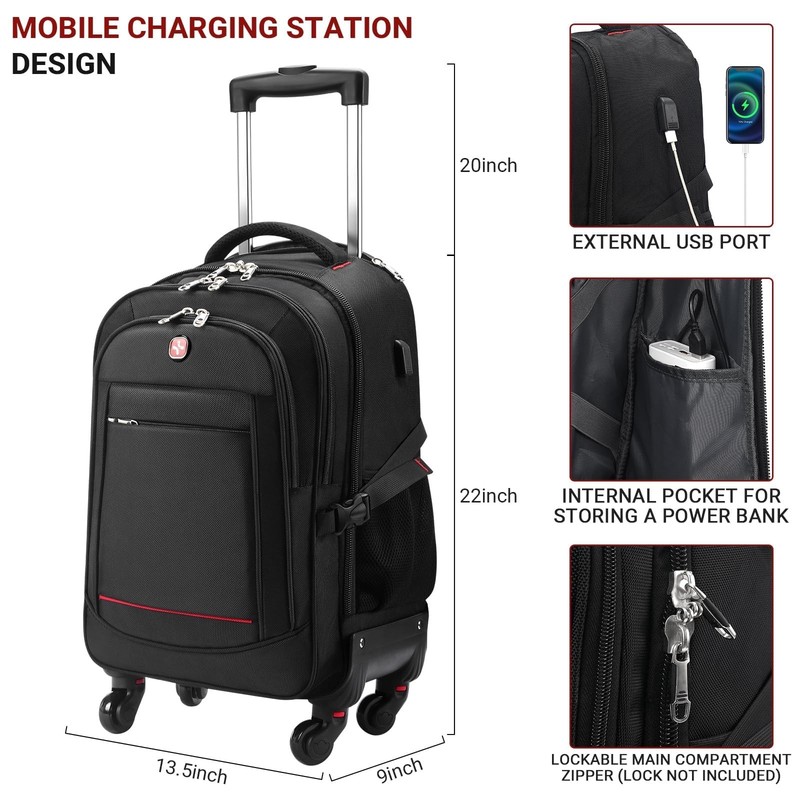 star cloud 4-Wheel Checked Rolling Backpack Extra-Large Roller Travel Laptop gallery