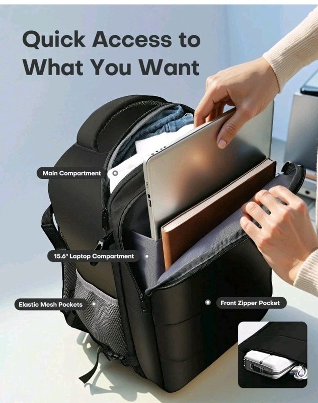 HOTOR Travel Backpack Flight Approved Carry on 15.6 Inch Laptop Black gallery
