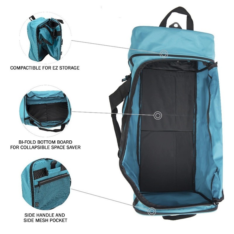 Large 28 Inch Expandable Rolling Duffle Bag, Teal Travel Luggage with Wheels gallery