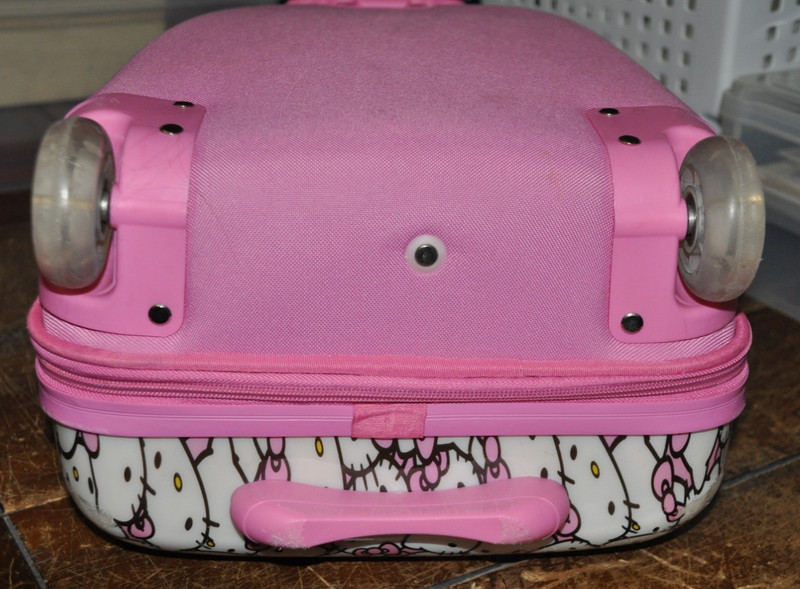Sanrio Hello Kitty Hard Shell Rolling Carry On Luggage All Over Kitty Print EUC gallery