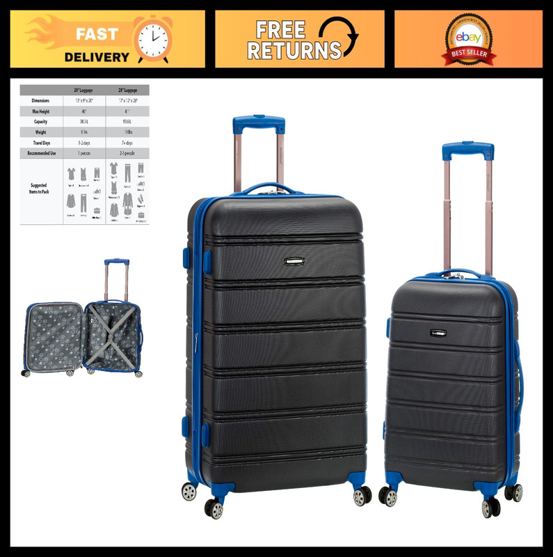 Expandable Hardside Spinner Luggage Set, 2 Piece (20″/28″), Grey Travel Bags