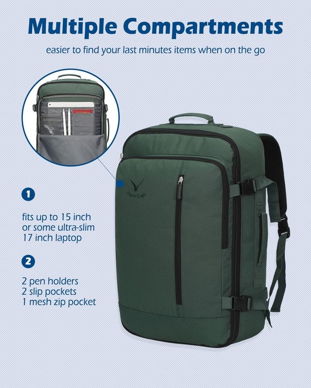 Hynes Eagle 38L Travel Backpack Carry On Air Travel Lpatop Daypack Packing Cubes gallery