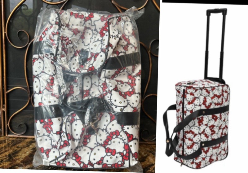 Hello Kitty All-Over Print Rolling Duffle Duffel Travel Weekender Bag