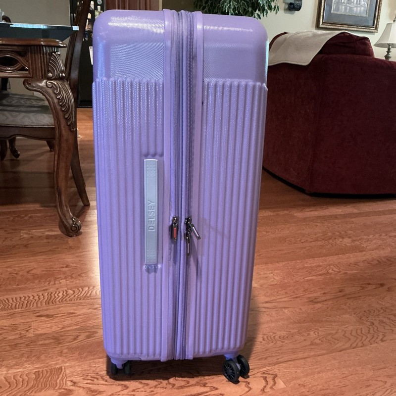 Delsey Purple Hard Shell Spinner Rolling Suitcase Solid Color Travel Luggage gallery