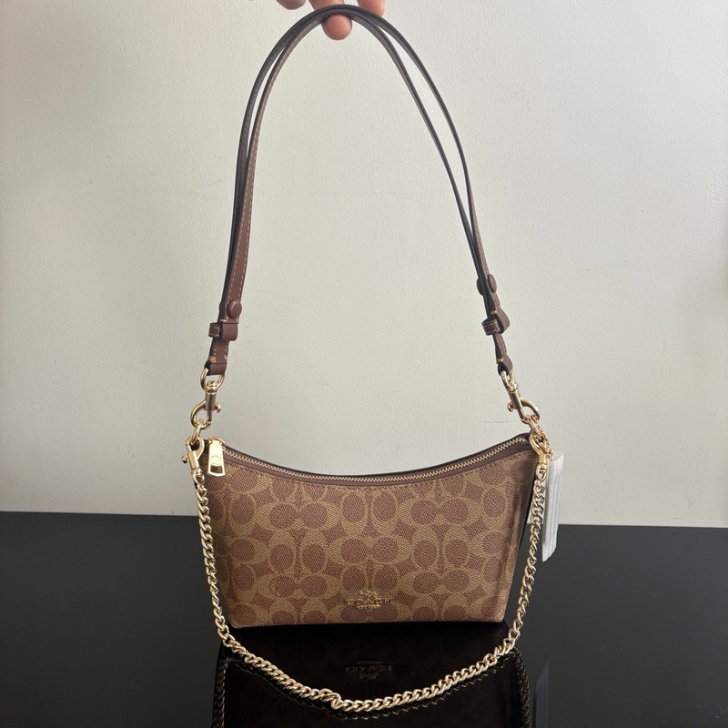 Coach CEK80 Caitlin Shoulder Bag Signature Canvas Gold/Tan/Brown Outlet New JPN