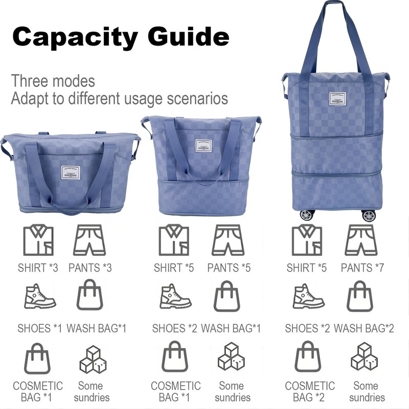 Expandable foldable duffel bag suitcase, detachable rolling wheels,carry-on l... gallery