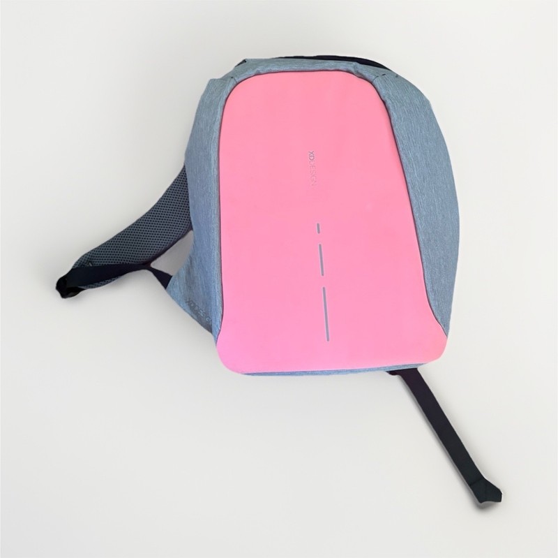 XD Design Pink Gray Anti-Theft Backpack USB Charging Port 16″ Polyester