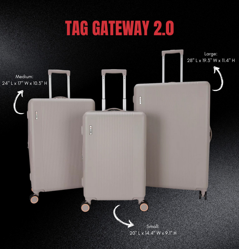 TAG Gateway 2.0 3-Piece Set of Hard Side Spinner Luggage / Suitcase for Travel
