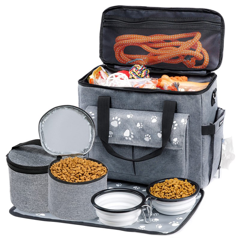 CLAWIST Large Dog Travel Bag Airline Approved – 2 Food Containers & Bowls
