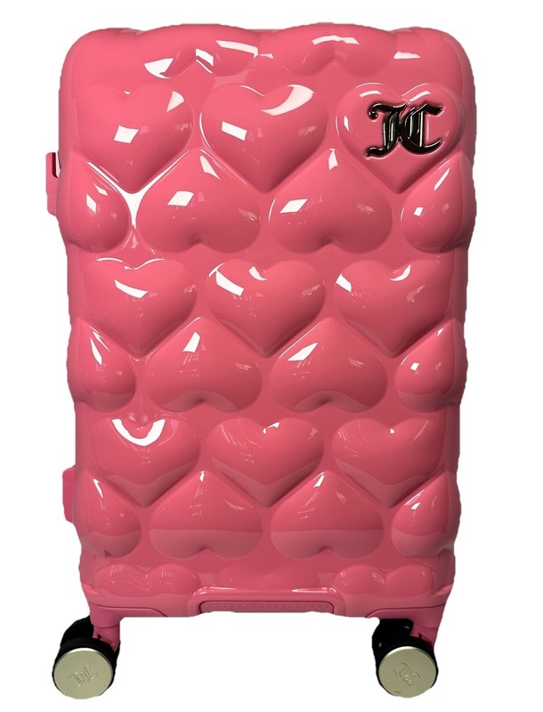 Juicy Couture Pink Heart Carry On Suitcase Spinner Luggage 21”