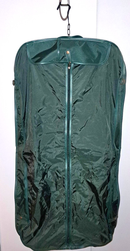 Vintage 44"x24" Green Samsonite Canvas & Leather Bifold Hanging Garment Bag gallery