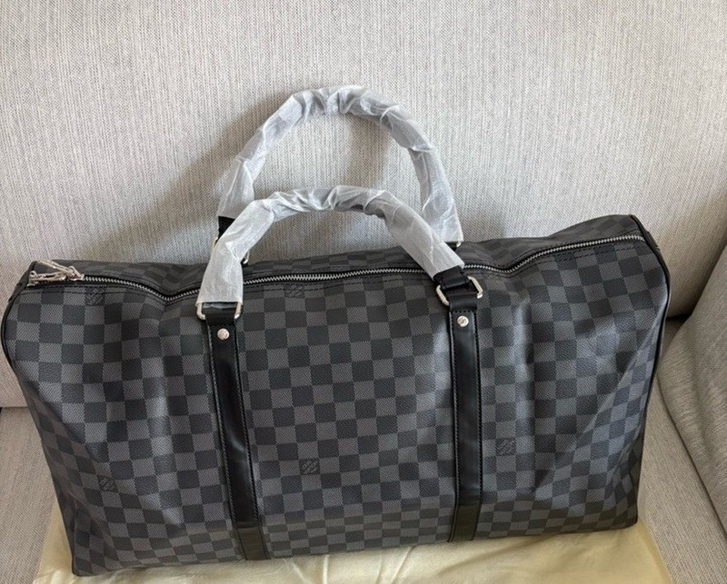 Louis Vuitton Gray/Black checkered Duffle Bag