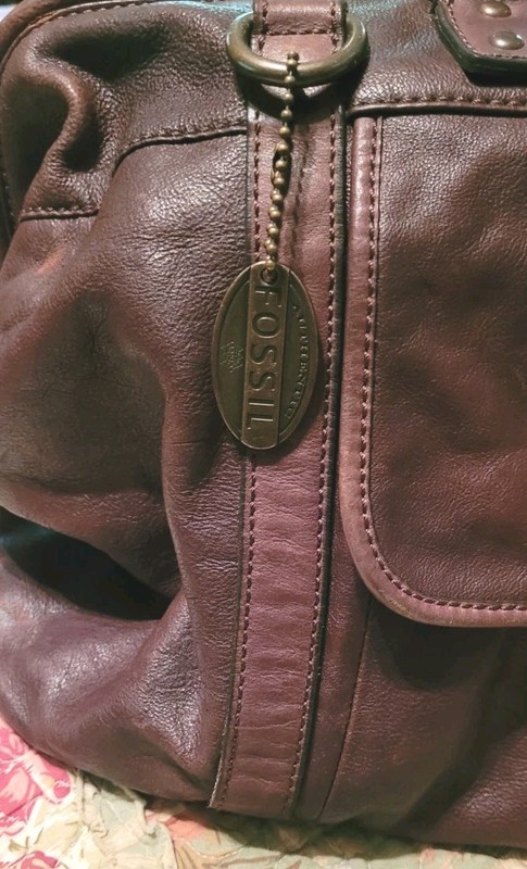 FOSSIL Genuine Leather Brown Travel Overnight Bag Duffel Suitcase... Nice!!! gallery