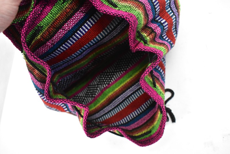 Artesanias Pinzon Multicolor One Size Womens Cotton Striped Backpack Bag gallery