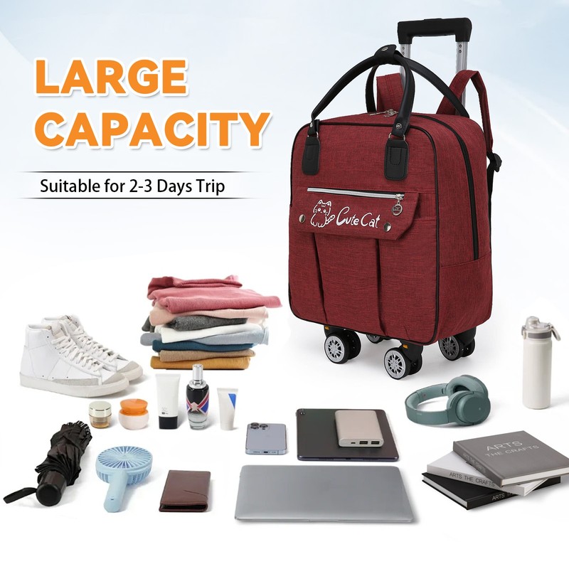 2-in-1 Trolley Backpack Waterproof Oxford Bag with Detachable Pull Rod & Wheels gallery