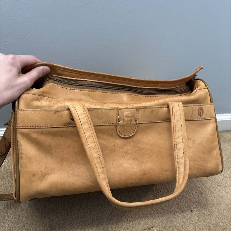 Vintage Hartmann Genuine Leather Carry-On Luggage Duffel Bag Tan Brown gallery