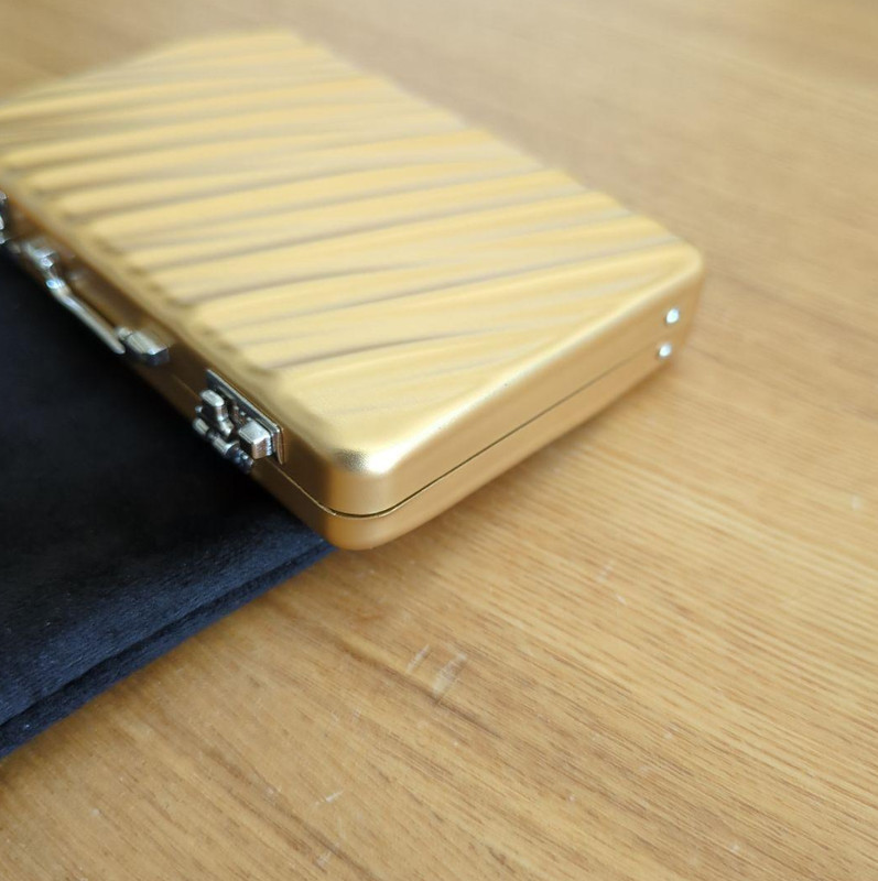 TUMI attaché novelty Aluminum Card Case Gold Color From JAPAN gallery