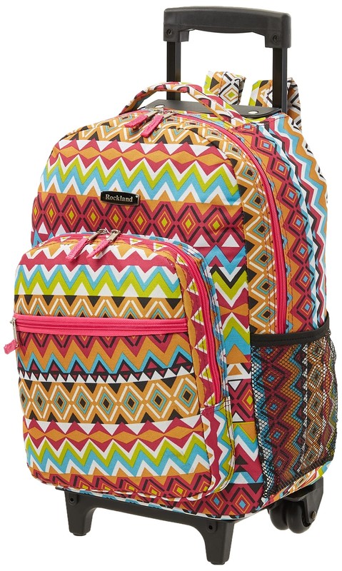 Rockland Double Handle Rolling Backpack Tribal 17-Inch