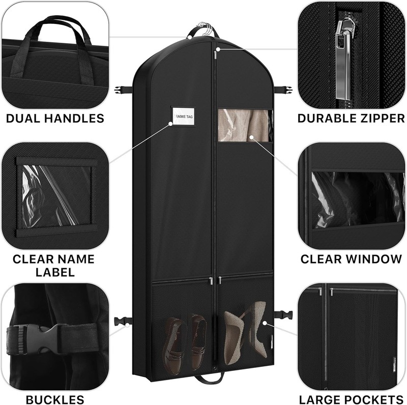 Spacious 60'' Polyester Garment Bag with Dual Pockets for Organized Travel gallery