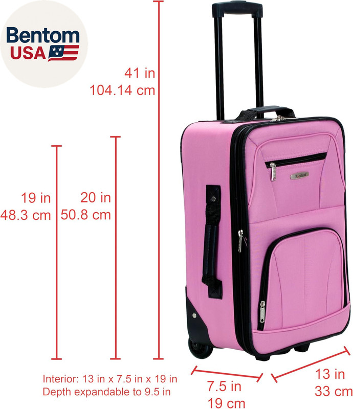 Fashion Softside 2 Piece Luggage Set, Expandable, (14" Tote/19" Upright), Pink gallery