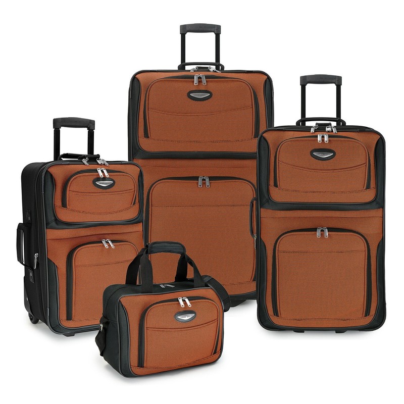 Travel Select Amsterdam Expandable Rolling Upright Luggage Orange 4-Piece Set