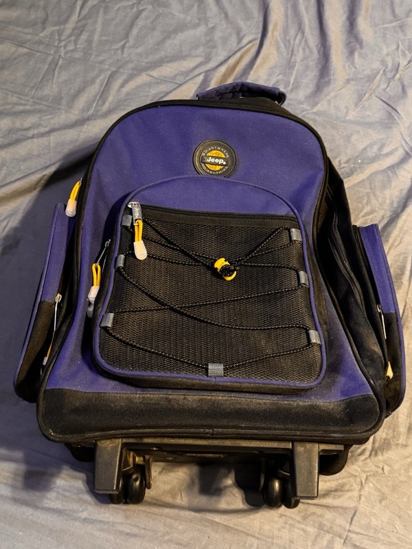 Jeep Rolling Backpack Convertible Wheeled Travel Bag Blue Black Approx. 21”