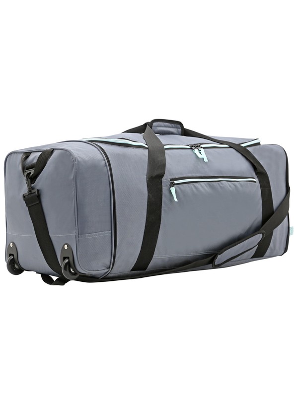 Protege 32 in Large Compactible Rolling Duffel Bag for Travel, Gray,Polyester gallery
