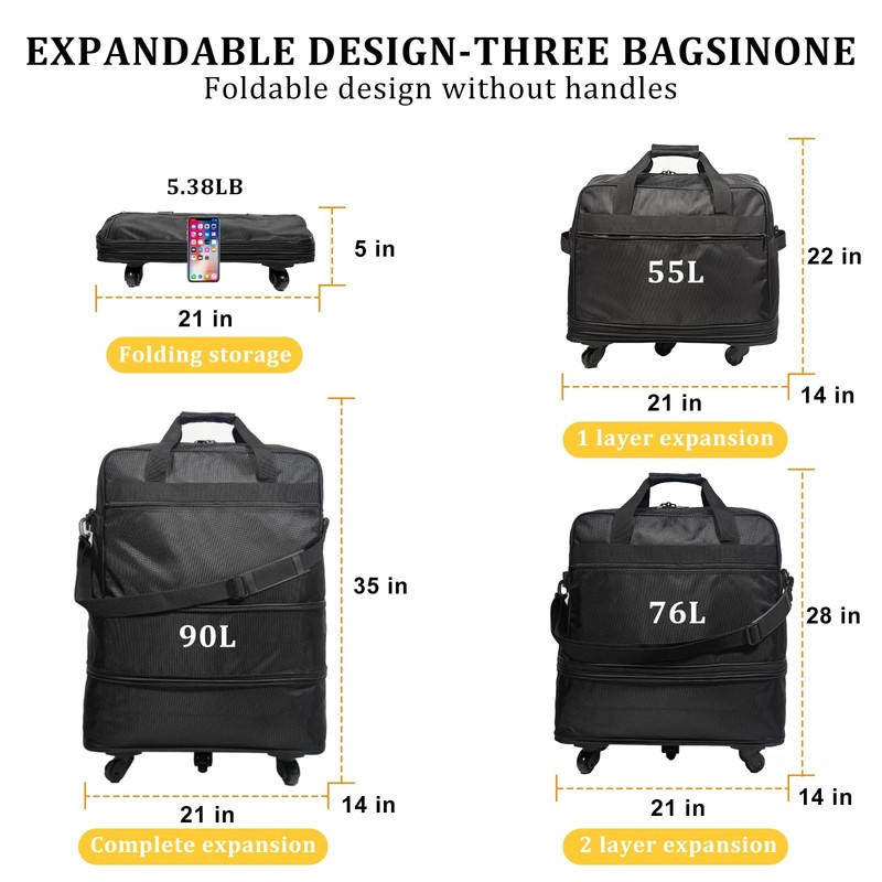 Expandable Rolling Suitcase, Lightweight Collapsible Travel Bag for Men & Women gallery