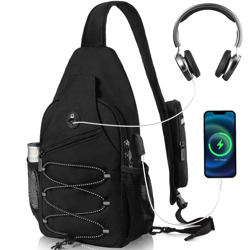 Sling Bag Crossbody Backpack, RFID Blocking Chest Shoulder Bag Anti Theft Zip…
