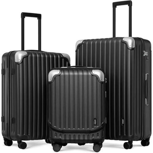 Level8 Grace Hardshell Luggage Set 3-Piece Tsa Lock Spinner Wheels Black