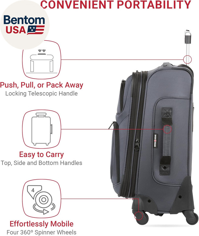 Sion Softside Expandable Spinner Luggage Durable Lightweight Travel Suitcase, Da gallery