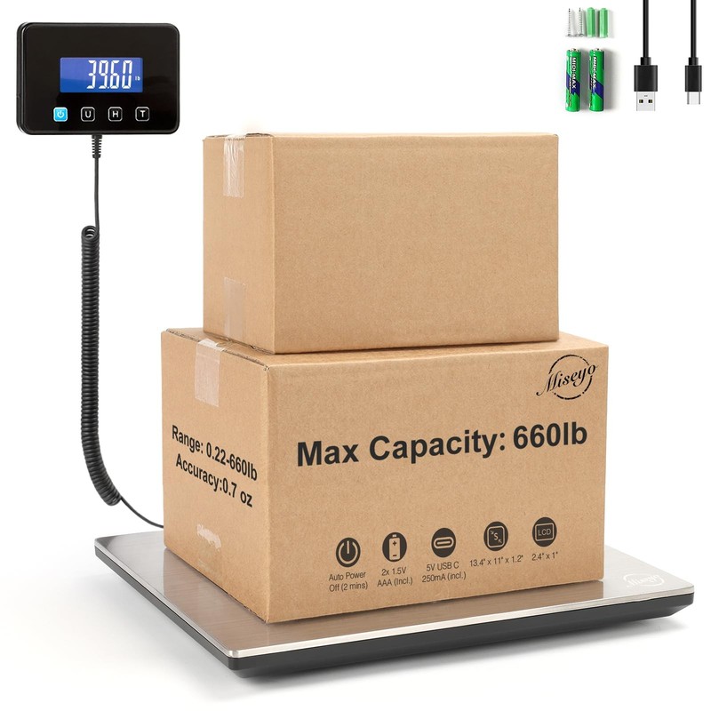 Miseyo 660lbs Digital Shipping Scale - 0.7oz High Accurate Stainless Steel Posta