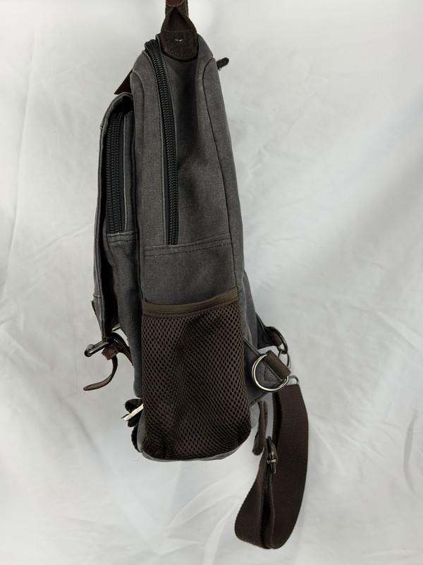 Canvas Sling Backpack Gray Brown Convertible Crossbody gallery