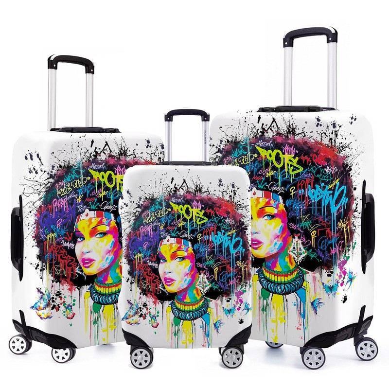 3-Piece Travel Suitcase Set for African American Girls, Elastic and Stylish