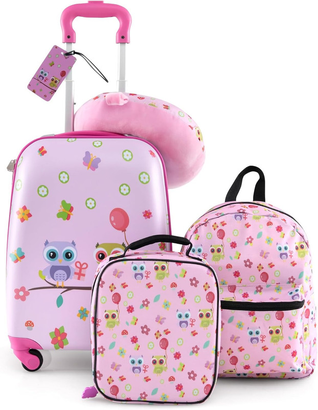 Kids Luggage, 5 Pieces Luggage Set W/ 16″ Carry-On Hardshell Spinner Toddler Sui