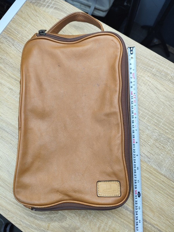 VINTAGE Dunhill Sport Men’s Brown Soft Leather Clutch Toiletry Wash Bag – Authen