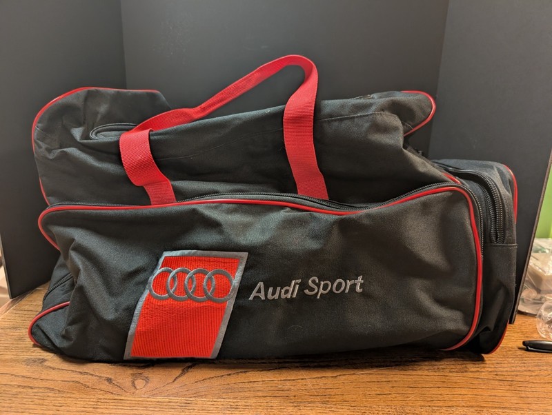 24″ X 14″ Large Audi Sport Duffel Travel Bag Black Red Enthusiast Collectible