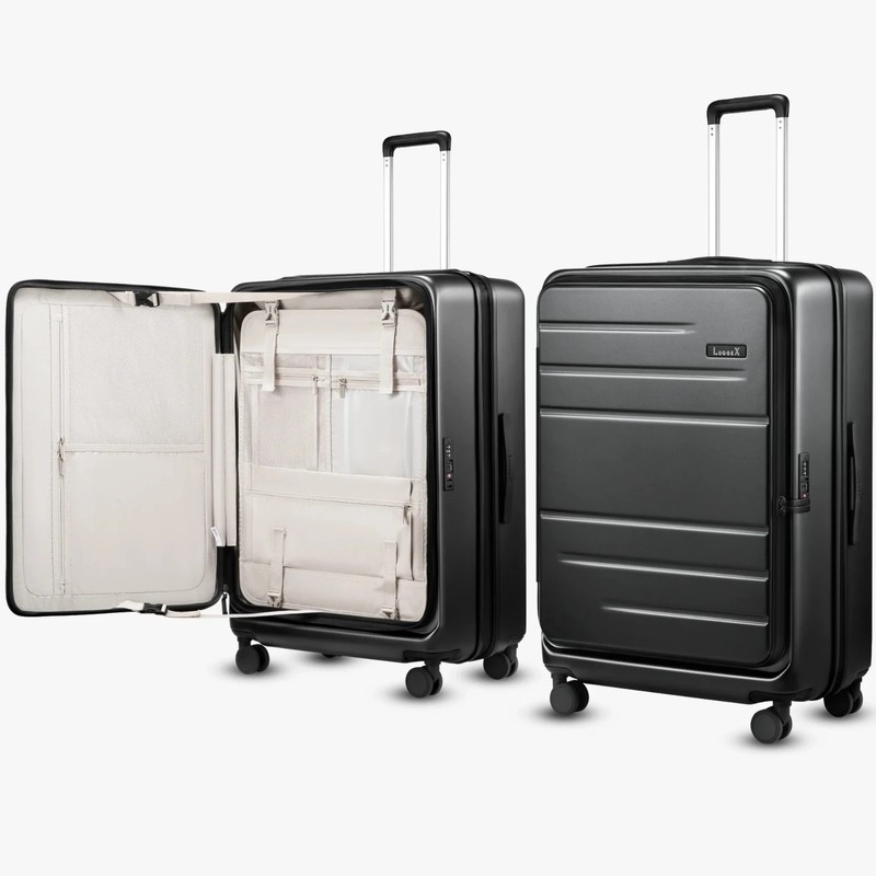 LUGGEX Carry On Luggage Airline Approved, Expandable Charcoal Black