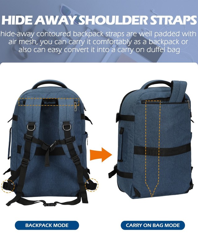 Hynes Eagle 40L Cabin Approved Backpack Carry on Luggage 15.6 in Laptop Bag Blue gallery