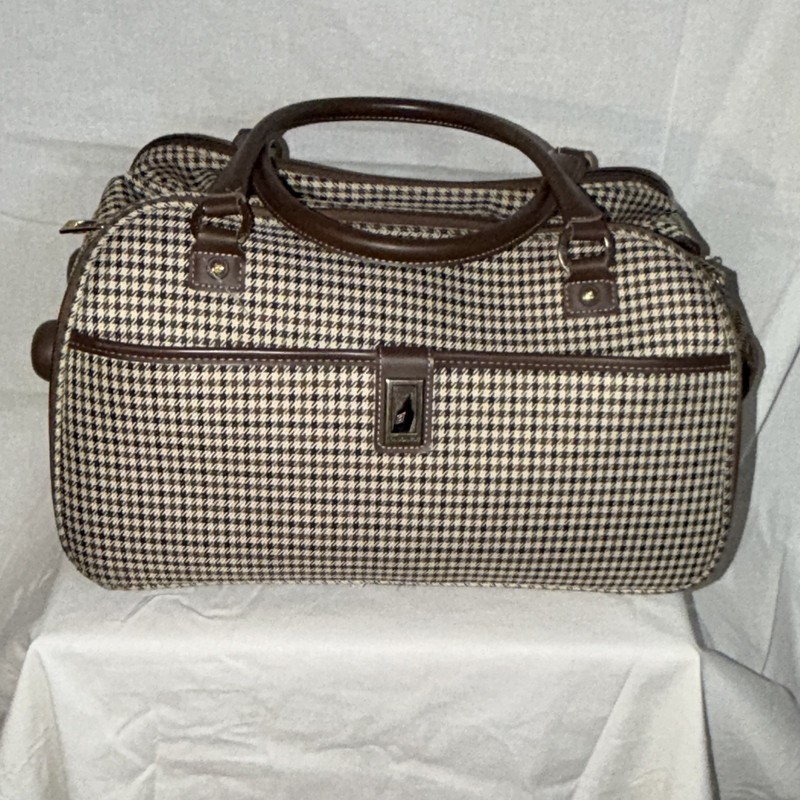 London Fog Houndstooth Rolling Carry-On 18″ Under Polyester Beige Brown